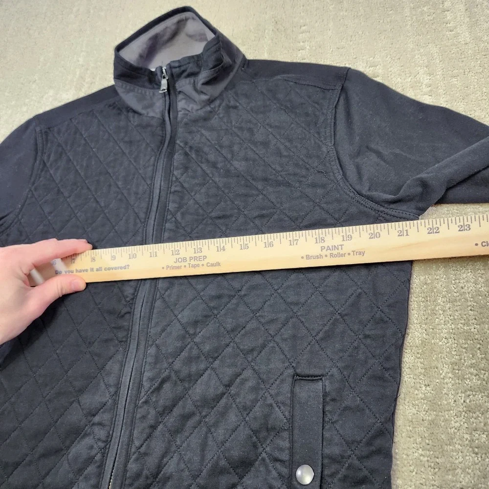 Banana‎ Republic Jacket Men Medium Diamond Quilted Knit Full Zip Cotton Black